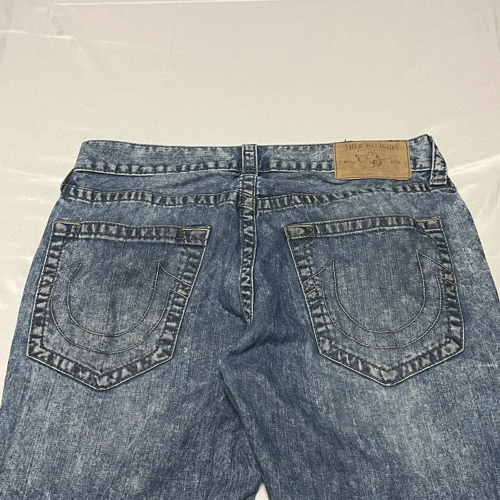 True Religion Rocco Relaxed Skinny Jeans Men's Size 34x32 Blue Acid Wash Skater